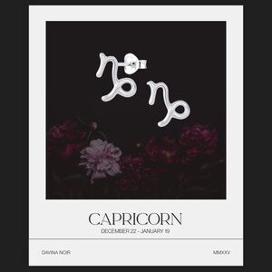 Capricorn Zodiac 925 Sterling Silver Tiny Earrings